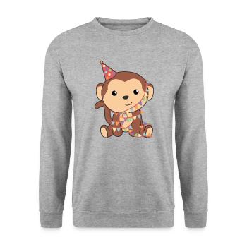 Singe pour anniversaire pour les enfants un anniversaire - Sweat-shirt Unisexe - gris chiné - Devant - Alina (178cm) & Michal (187cm)