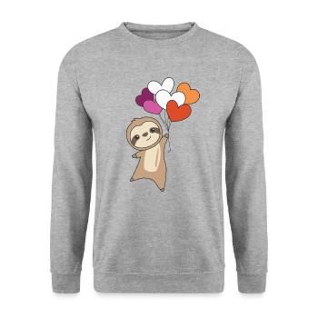 Drapeau lesbien Gay Pride LGBTQ Heart Sloth - Sweat-shirt Unisexe - gris chiné - Devant - Alina (178cm) & Michal (187cm)