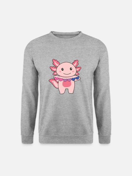 Bi Flag Non Bi Pride LGBTQ Axolotl - Unisex Pullover - Weißgrau meliert