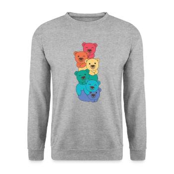 Drapeau arc-en-ciel Gay Pride LGBTQ Ours mignon Ours - Sweat-shirt Unisexe - gris chiné - Devant - Alina (178cm) & Michal (187cm)