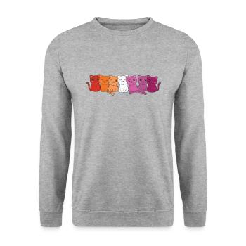 Lesbian Flag Gay Pride LGBTQ Katzen süße Katze - Unisex Pullover - Weißgrau meliert - Vorne - Alina (178cm) & Michal (187cm)