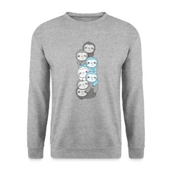 Demiboy Flag Pride LGBTQ Cute Sloth Bunch - Unisex Sweatshirt - salt & pepper - Front - Alina (178cm) & Michal (187cm)