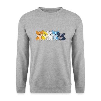 aroace Flag Corgi Pride LGBTQ cute dogs - Unisex Sweatshirt - salt & pepper - Front - Alina (178cm) & Michal (187cm)