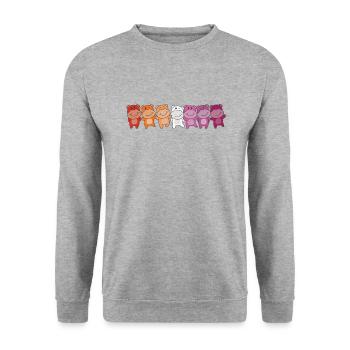 Drapeau Lesbien Fierté LGBTQ Hippopotame mignon - Sweat-shirt Unisexe - gris chiné - Devant - Alina (178cm) & Michal (187cm)