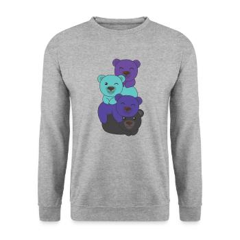 Alexigender Flag Pride LGBTQ Mignon Bear Bunch - Sweat-shirt Unisexe - gris chiné - Devant - Alina (178cm) & Michal (187cm)