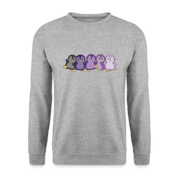 Enbian Flag Pride LGBTQ süße Pinguin - Unisex Pullover - Weißgrau meliert - Vorne - Alina (178cm) & Michal (187cm)