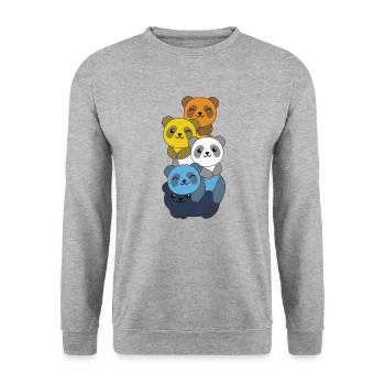 Aroace Flag Pride LGBTQ süßer Panda Haufen - Unisex Pullover - Weißgrau meliert - Vorne - Alina (178cm) & Michal (187cm)