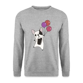 Bulldog flies balloons above cute animals dogs - Unisex Sweatshirt - salt & pepper - Front - Alina (178cm) & Michal (187cm)