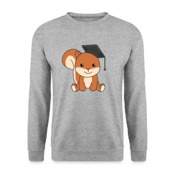 Kindergarten nailed it Eichhörnchen Graduation - Unisex Pullover - Weißgrau meliert - Vorne - Alina (178cm) & Michal (187cm)