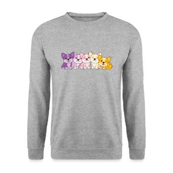 drapeau trixic Corgi Pride LGBTQ chiens mignons - Sweat-shirt Unisexe - gris chiné - Devant - Alina (178cm) & Michal (187cm)