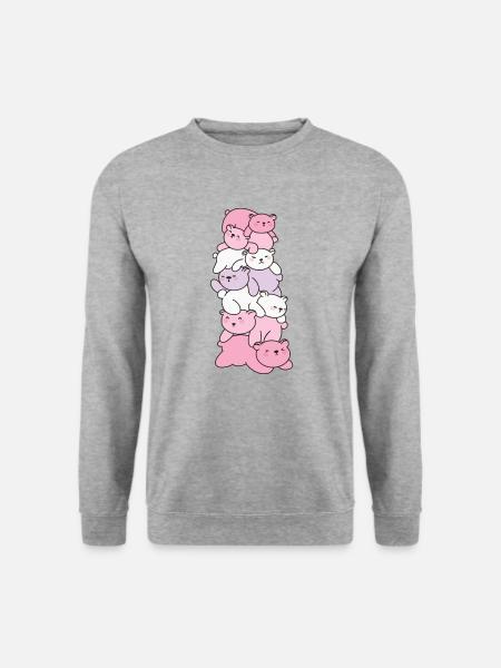 pomosexual Flagge Pride LGBTQ süßer Bär Haufen - Unisex Pullover - Weißgrau meliert