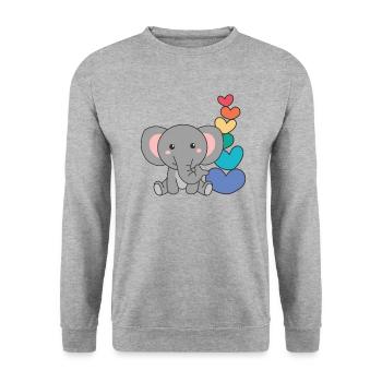 Rainbow Hearts Pride LGBTQ Mignons Animaux Éléphant - Sweat-shirt Unisexe - gris chiné - Devant - Alina (178cm) & Michal (187cm)