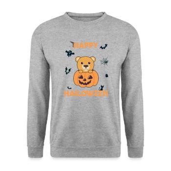 Bear in pumpkin cute bears Happy Halloween - Unisex Sweatshirt - salt & pepper - Front - Alina (178cm) & Michal (187cm)
