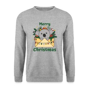 Koala Weihnachten Brief Winter Tiere Koalas - Unisex Pullover - Weißgrau meliert - Vorne - Alina (178cm) & Michal (187cm)