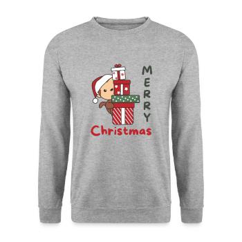 Monkey Christmas Gift Winter Animals Monkeys - Unisex Sweatshirt - salt & pepper - Front - Alina (178cm) & Michal (187cm)