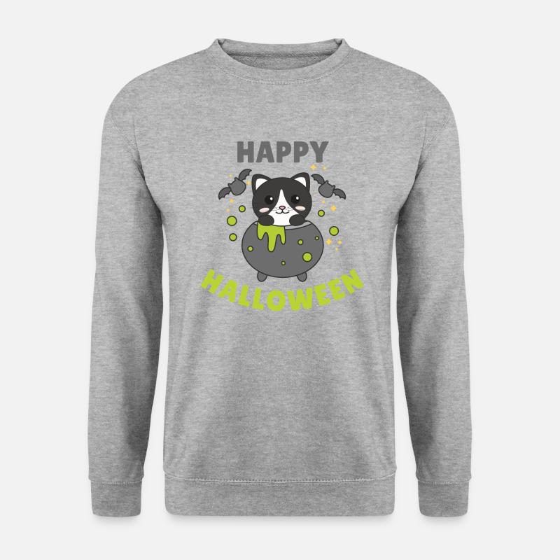 Cat Happy Halloween Cauldron Bat - Unisex Sweatshirt - salt & pepper