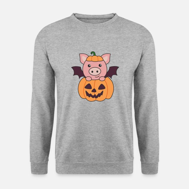 Gris Halloween græskar flagermus kostume - Unisex sweater - hvidgrå meleret