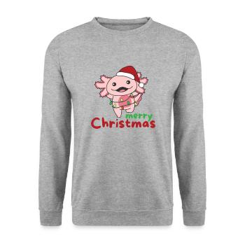 Axolotl Joyeux Noël Hiver Axolotls - Sweat-shirt Unisexe - gris chiné - Devant - Alina (178cm) & Michal (187cm)