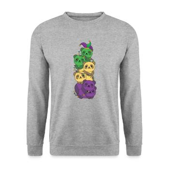 let the shenanigans begin Mardi Gras Panda Tower - Unisex Sweatshirt - salt & pepper - Front - Alina (178cm) & Michal (187cm)
