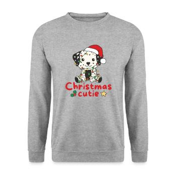 Chiens de Noël dalmates Mignon de Noël - Sweat-shirt Unisexe - gris chiné - Devant - Alina (178cm) & Michal (187cm)