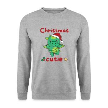 Dragon Noël Dragon Noël Cutie - Sweat-shirt Unisexe - gris chiné - Devant - Alina (178cm) & Michal (187cm)