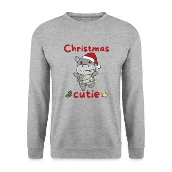 Hippo Christmas Horses Christmas Cutie - Unisex Sweatshirt - salt & pepper - Front - Alina (178cm) & Michal (187cm)