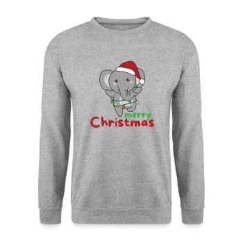 Éléphant Joyeux Noël Éléphants d’hiver - Sweat-shirt Unisexe - gris chiné - Devant - Alina (178cm) & Michal (187cm)