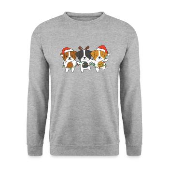 Jack Russell Weihnachten Weihnachtstier süße Hunde - Unisex Pullover - Weißgrau meliert - Vorne - Alina (178cm) & Michal (187cm)