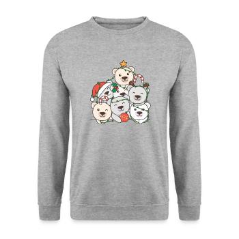 Arbre de Noël de l’ours polaire Drôle d’animal de Noël - Sweat-shirt Unisexe - gris chiné - Devant - Alina (178cm) & Michal (187cm)