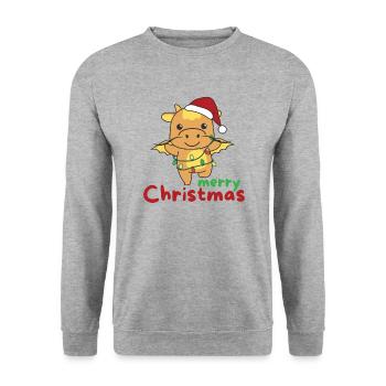 Dragon Merry Christmas Winter Animals Dragon - Unisex Sweatshirt - salt & pepper - Front - Alina (178cm) & Michal (187cm)