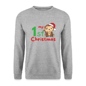 Monkey Christmas Monkeys my 1st Christmas - Unisex Sweatshirt - salt & pepper - Front - Alina (178cm) & Michal (187cm)