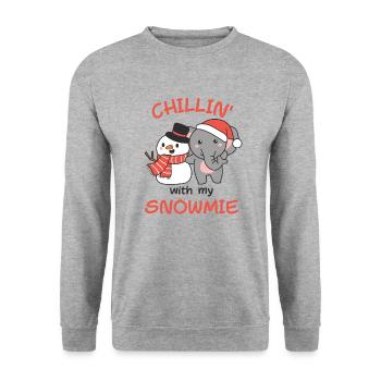 Elephant Chillin avec mon bonhomme de neige - Sweat-shirt Unisexe - gris chiné - Devant - Alina (178cm) & Michal (187cm)