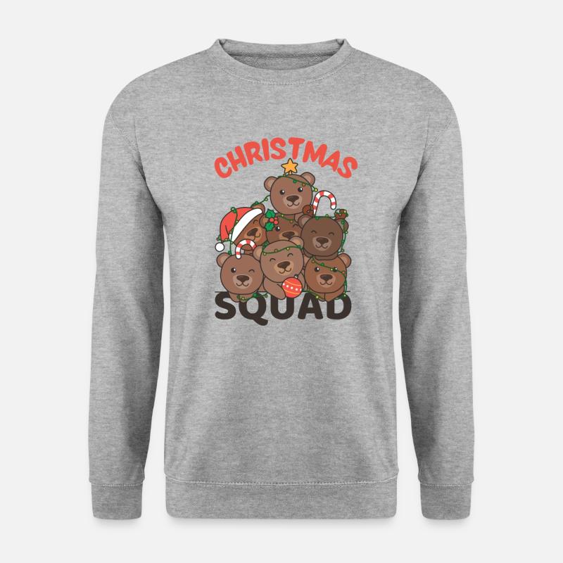 Bär Weihnachtsbaum Christmas Squad Bären - Unisex Pullover - Weißgrau meliert