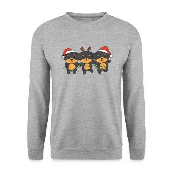 Rottweiler Weihnachten Weihnachtstiere süße Hunde - Unisex Pullover - Weißgrau meliert - Vorne - Alina (178cm) & Michal (187cm)