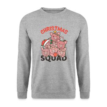 Pig Christmas Tree Christmas Squad Pigs - Unisex Sweatshirt - salt & pepper - Front - Alina (178cm) & Michal (187cm)
