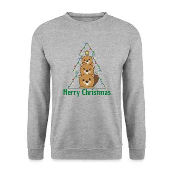 Beaver Christmas Tree Christmas Animals Beavers - Unisex Sweatshirt - salt & pepper - Front - Alina (178cm) & Michal (187cm)