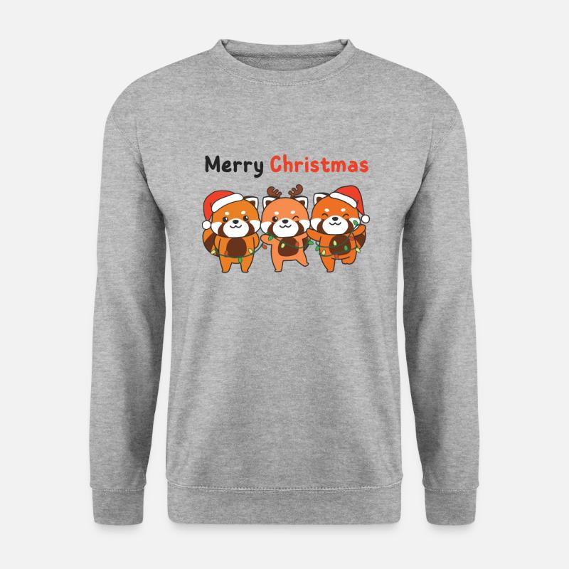 Roter Panda Weihnachts Rote Pandas Merry Christmas - Unisex Pullover - Weißgrau meliert