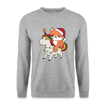 Licorne de Noël Renard Joyeux Licorne de Noël - Sweat-shirt Unisexe - gris chiné - Devant - Alina (178cm) & Michal (187cm)