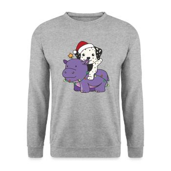 Christmas Hippo Dalmatians Merry Christmas - Unisex Sweatshirt - salt & pepper - Front - Alina (178cm) & Michal (187cm)