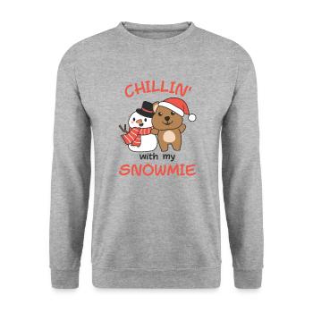 Quokka Chillin avec mon bonhomme de neige - Sweat-shirt Unisexe - gris chiné - Devant - Alina (178cm) & Michal (187cm)