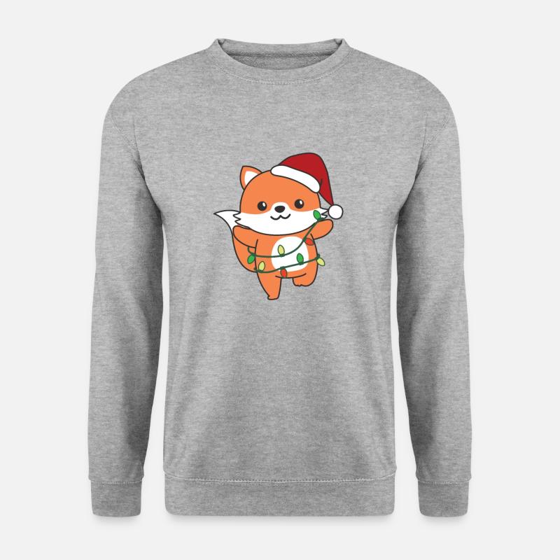 Fuchs Weihnachten Winter Tiere Fuchs - Unisex Pullover - Weißgrau meliert