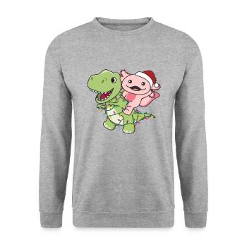 Axolotl Trex Christmas Snow Winter Animals - Unisex Sweatshirt - salt & pepper - Front - Alina (178cm) & Michal (187cm)