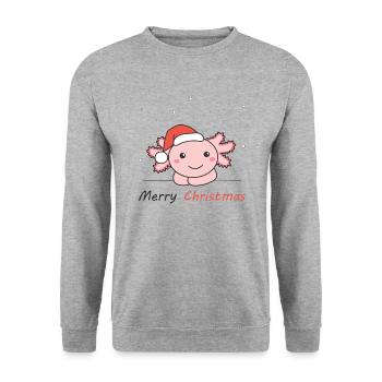 Axolotl Noël Neige Hiver Animaux Axolotls - Sweat-shirt Unisexe - gris chiné - Devant - Alina (178cm) & Michal (187cm)
