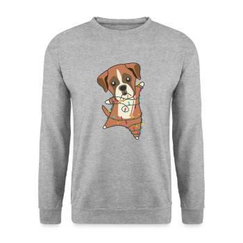 Boxer Dog Christmas Snow Winter Animals Dogs - Unisex Sweatshirt - salt & pepper - Front - Alina (178cm) & Michal (187cm)