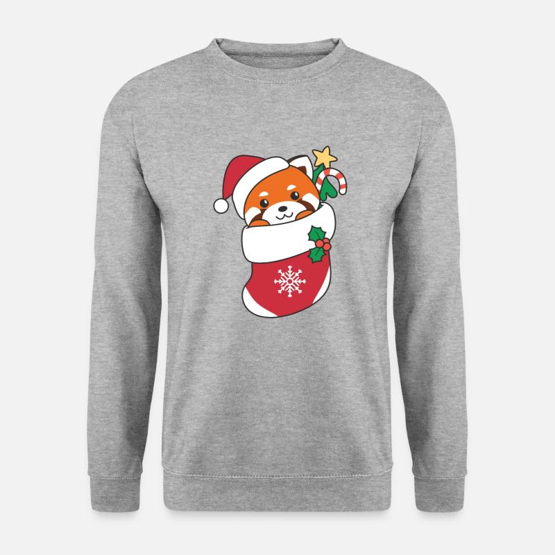 Roter Panda Weihnachten Schnee Winter Tiere Panda - Unisex Pullover - Weißgrau meliert