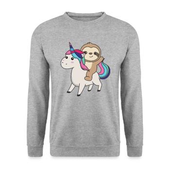 Paresseux Licorne Animaux mignons Licornes Paresseux - Sweat-shirt Unisexe - gris chiné - Devant - Alina (178cm) & Michal (187cm)
