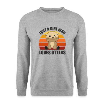 Seulement une fille qui aime la loutre - loutre douce - Sweat-shirt Unisexe - gris chiné - Devant - Alina (178cm) & Michal (187cm)