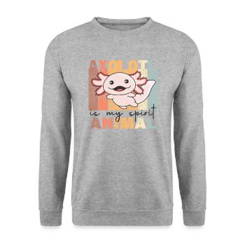 Axolotl Is My Spirit Animal - doux Axolotl vintage - Sweat-shirt Unisexe - gris chiné - Devant - Alina (178cm) & Michal (187cm)