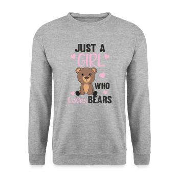 Seulement une fille qui aime les ours - ours mignon - Sweat-shirt Unisexe - gris chiné - Devant - Alina (178cm) & Michal (187cm)