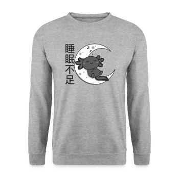 Lack of sleep funny axolotl rests - Unisex Sweatshirt - salt & pepper - Front - Alina (178cm) & Michal (187cm)